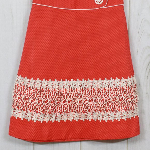 Alexandra Bartlett Orange Crochet Trim A Line Vintage Style Dress Size 4 - Picture 4 of 11